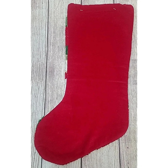 Sugar Plum Dreams Hooked Poinsettia Christmas Stocking Embellished 19.5" New - Picture 2 of 5